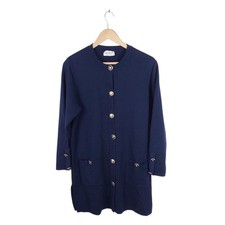 Grazia Womens Heavy Wool Blend Blue Cardigan Gold Buttons Size 14