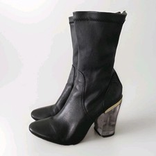 High Heel Perspex Unusual Heel Windsor Smith ankle boots Super Soft Leather Sz6 