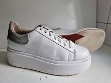 ASH DESIGNER UK 8 EU 41 WOMENS WHITE LEATHER PLATFORM FLATFORM TRAINERS SHOES
