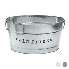 Large Drinks Bucket Beer Wine Ice Party Cooler Vintage Metal Handles Silver