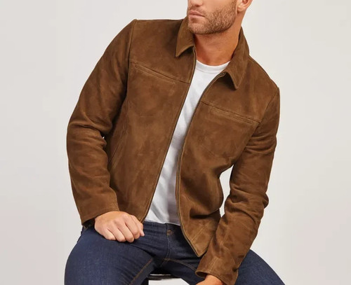 Brown genuine biker - biker, jacket