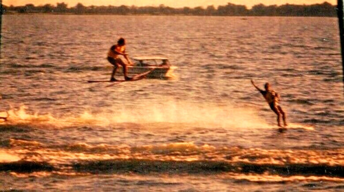 Vintage 1973 waterskiing jump - waterskiing,