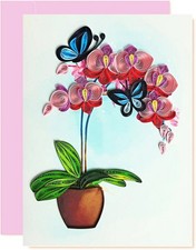 Orchid Vase Quilling Greeting