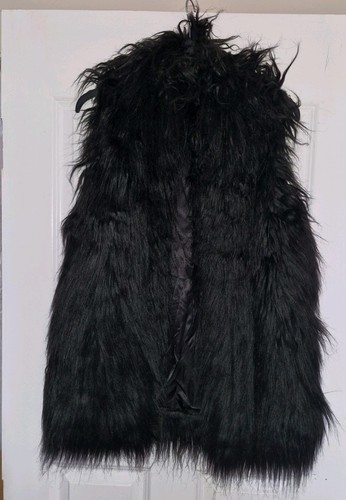 Black fluffy faux fur gilet - fluffy,