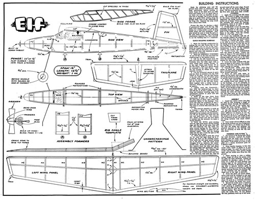 Elf span rubber powered - elf, 16"