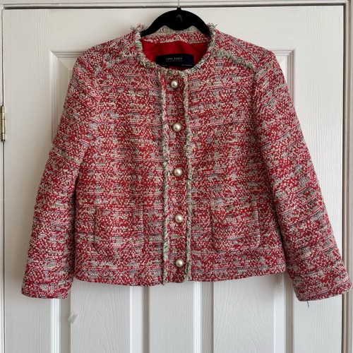 Zara red multi tweed boucle - zara,
