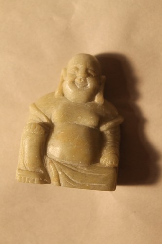 Green soapstone happy buddha - soapstone,