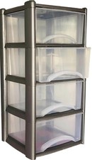 4 Silver Large Drawer Plastic
