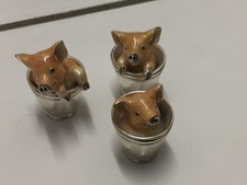 family of 3 saturno 925 silver 925 enamel pigs in buckets