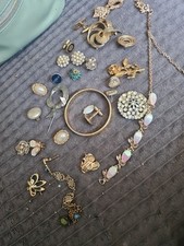 Vintage Lot Of Old Costume Jewellery Earings Etc Bangle