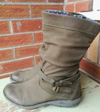 MOSHULU TEACAKE NUBUCK SLOUCHY MID LENGTH BOOTS OLIVE GREEN SIZE UK 6 EU 39