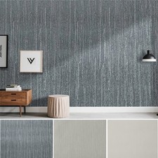 9.5M Stripes Texture Embossed Wallpaper Plain Thick Non-Woven Fabric Wall Paper