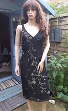 Vintage Monsoon size 10 Silk chiffon 1960s Jacky O style Mididress ☆embellished☆