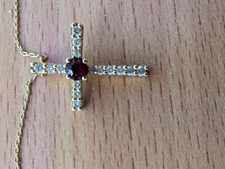 Ruby and Diamond Cross Pendant