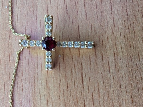Ruby and diamond cross - ruby,