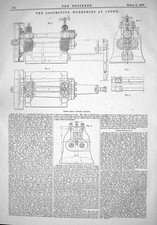 Antique Old Print 1866 Locomotive Workshops Crewe Webb Ferule Rolling Machine
