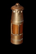 Vintage Brass Miner's Safety Lamp - Collectible Mining Lantern with Hanging Hook