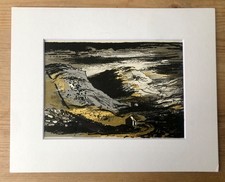 JOHN PIPER original lithograph 1944, Approach to Gordale Scar, Mounted 10”x8”