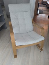 IKEA Poang Rocking Chair Natural Wood Birch Finish  With Cream Cushion