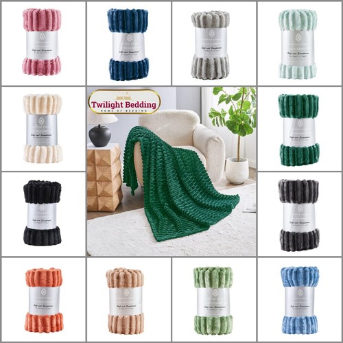 Faux fur ribbed throws fluffy - faux,