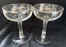 FABULOUS Pair of EDWARDIAN HOLLOW STEM CRYSTAL CHAMPAGNE SAUCERS/COUPES c1910