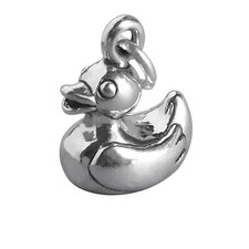 925 Sterling Silver Rubber Duck Charm 3D Bath Toy Ducky Pendant Jewellery