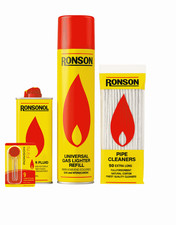 Ronson Genuine Lighter Refills – Butane Gas & Petrol Fluid with Universal Valve