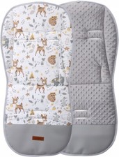 Universal Seat Liner Pushchair Double Sided Pram Buggy GREY/Deer and Friends