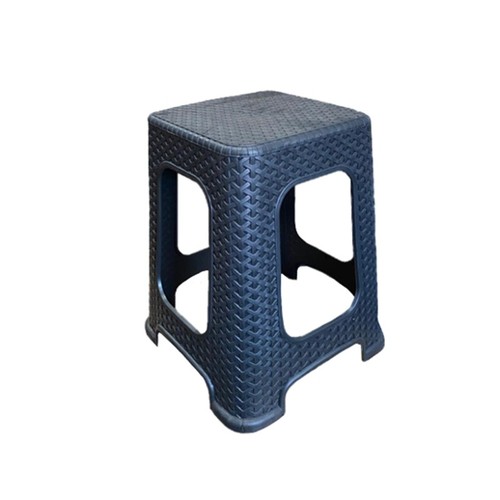 Brown plastic rattan stool - brown,