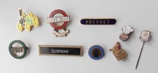 9 VINTAGE ENAMEL BADGES MIXED
