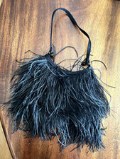 Luxury Ostrich Feather Bag Metal Chain Handbag Women's Evening Clutch Bag Purse