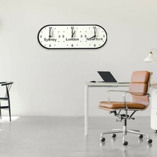 Bespoke Named Oval Three Time Zones Wall Clocks & Desk Stand Many Colour Choices