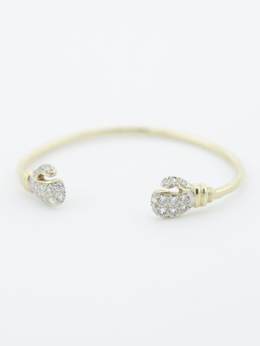 Gold boxing glove bangle - cz,