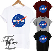 NASA SPACE LOGO PRINT ASTRONAUT  TRENDY GEEK MENS KIDS UNISEX T-SHIRT 4 COLORS