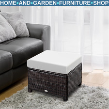 Footstool Rattan Wicker Metal