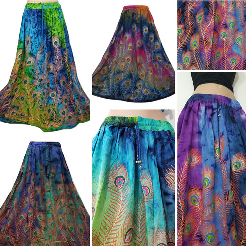 Tie dye skirt peacock boho - skirt,
