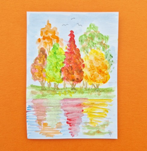 Original aceo autumn - original, "autumn