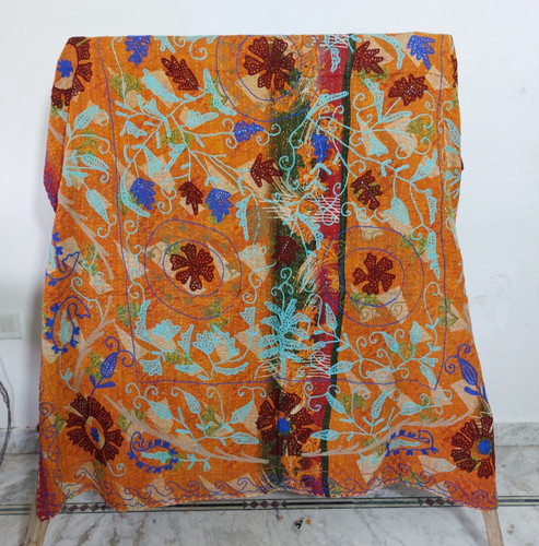 Indian kantha suzani quilt - indian,