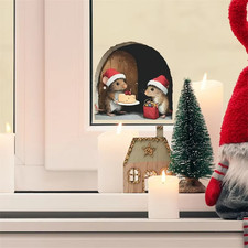 3D Mouse Hole Wall Sticker | Cartoon Christmas Mouse PVC Decal Home Decoration