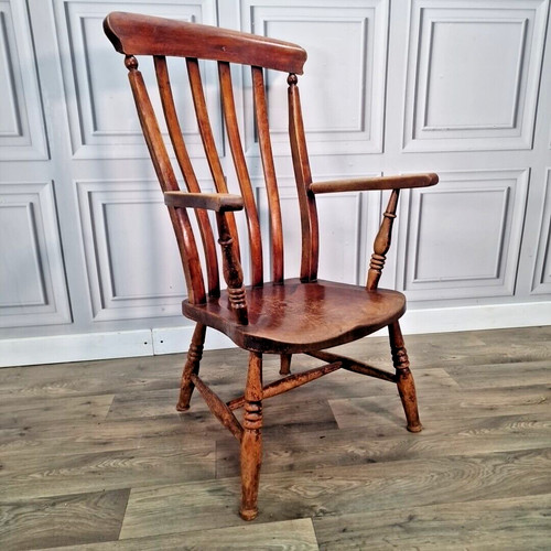 Antique lath back chair - antique, wood