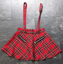 BANNED Apparel Red Tartan Goth Skirt with Braces Size M