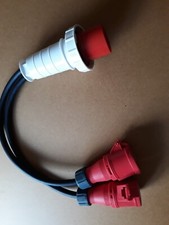 63amp 3-phase (4-pin) plug to twin 32amp 4-pin sockets