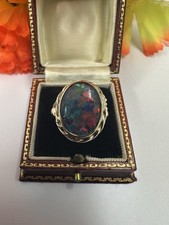 9ct Black Opal Triplet Yellow Gold Ring. Size O 1/4