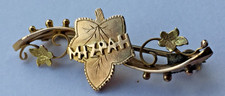 Antique 9ct Two Tone Gold MIZPAH Leaves Brooch - H&W
