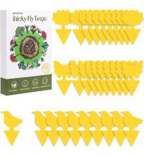 60 PACK aonova Fruit Fly Traps, Yellow Double-sided Fungus Gnat Sticky Catcher 