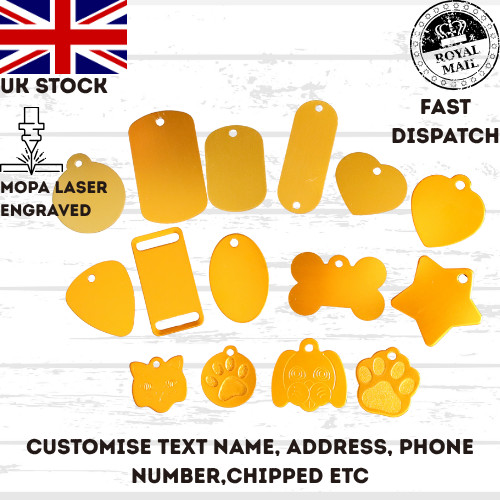 Dog tag gold engraved - dog,