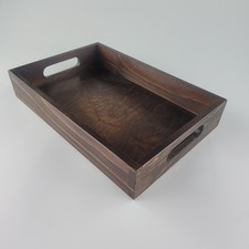 Wooden Serving Tray 30 cm Long, Hand Painted in Dark Brown color
