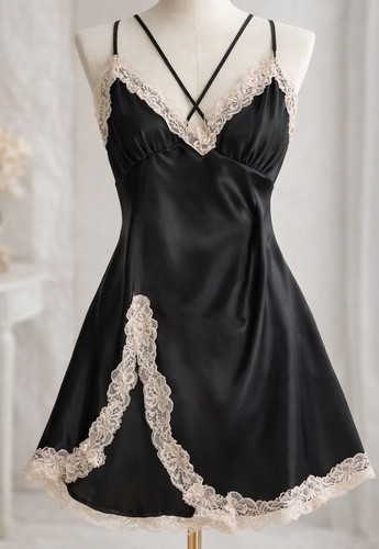 Women black satin babydoll - women,
