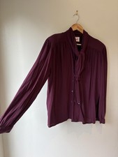 Mondi Vintage 1980s Rayon Slinky Burgundy Double Breasted Office Shirt
