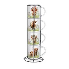 Highland Cow Stacking Mugs Set